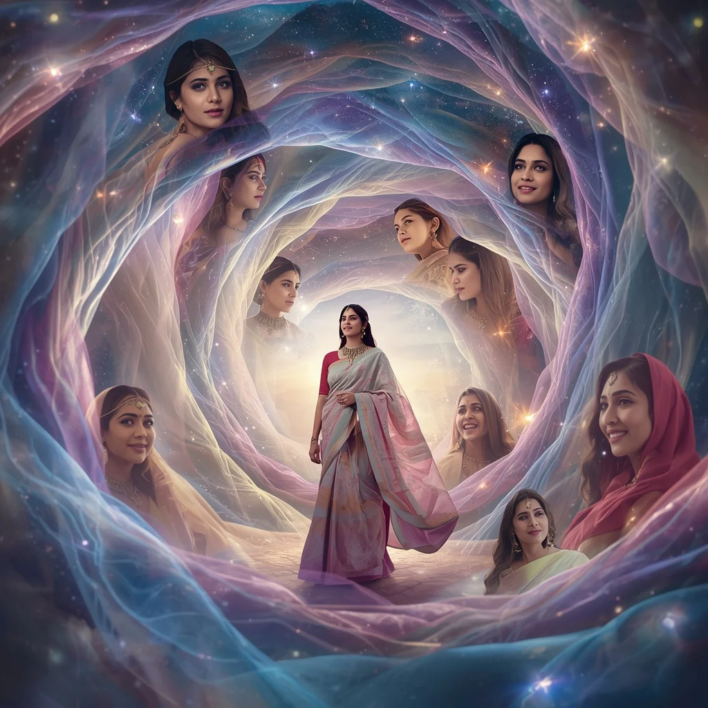 Festive Pastel Saree Silk Aurora Galaxy Vortex Collage Cinematic | Prompt Trending Girl 2026