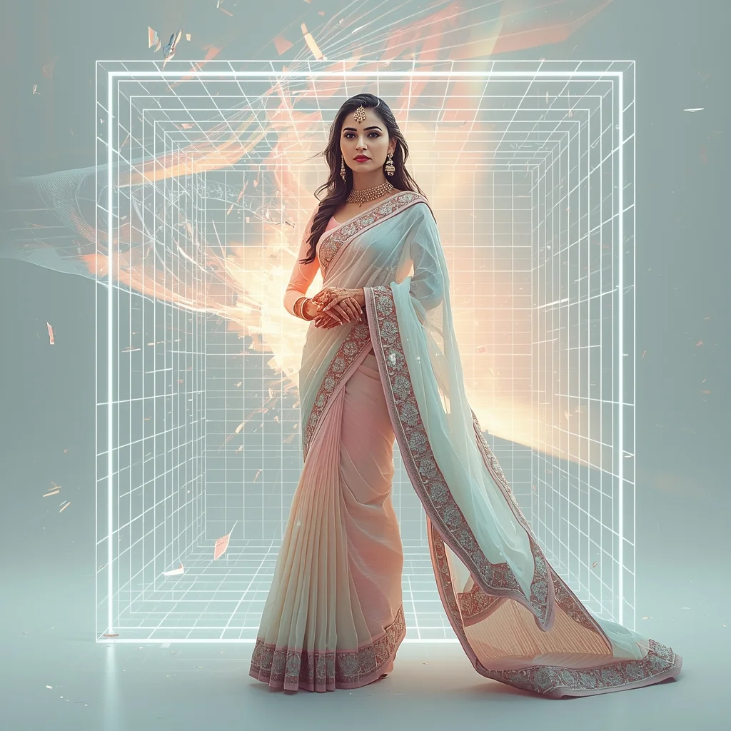 Festive Pastel Saree Supreme Hyper Quantum Grid Tornado Collage | Ultimate Futuristic Prompt | Bridal Saree Ai Prompt