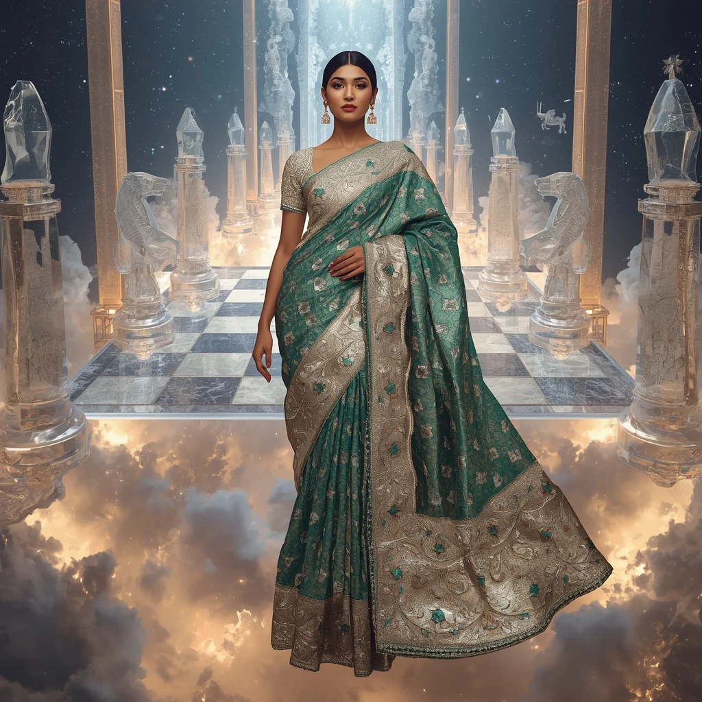 Floating Crystal Chessboard Saree with Giant Moving Kingdom | Prompt Trending Girl 2026
