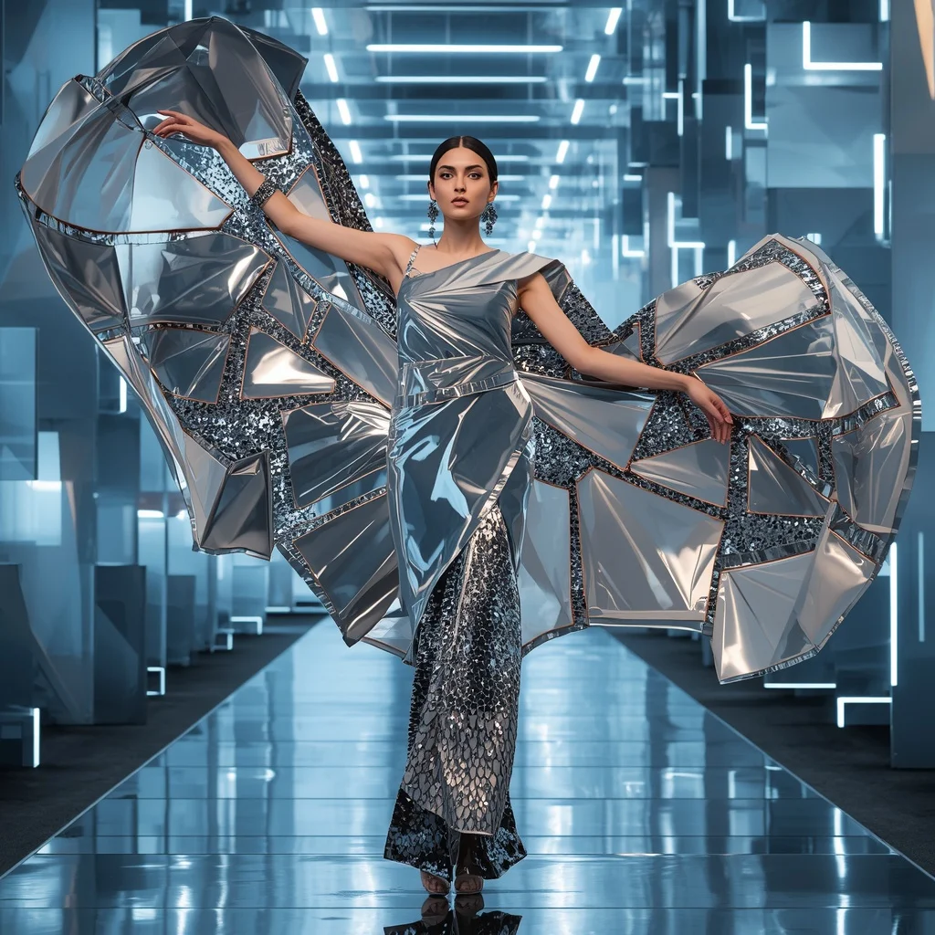 Floating Mirror Origami Saree with Anti-Gravity Silk Core | Trending Prompt Girls Traditional