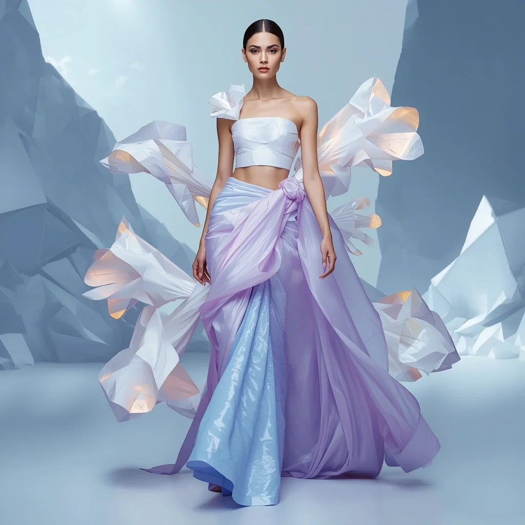 Floating Origami Cloud Saree with Soft Architectural Fabric | South Indian Prompt For Girl ChatGPT