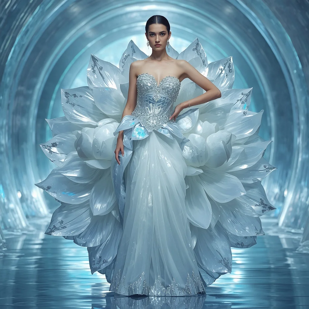 Frozen Crystal Lotus Saree with Ice Aurora Corridor | Instagram Highlight Cover Ai Prompt