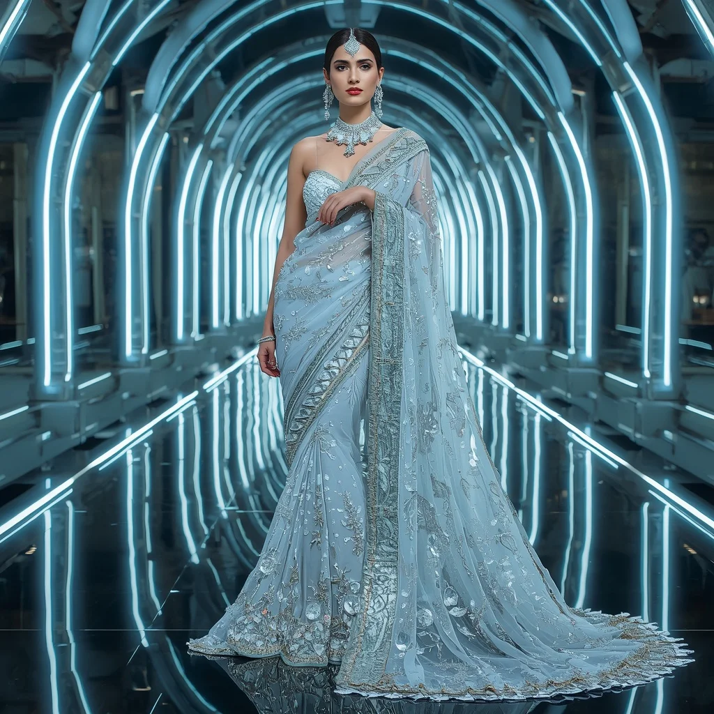 Frozen Diamond Nova Saree with Infinity Ice Orbit Palace | Prompt Ai For Girl Instagram