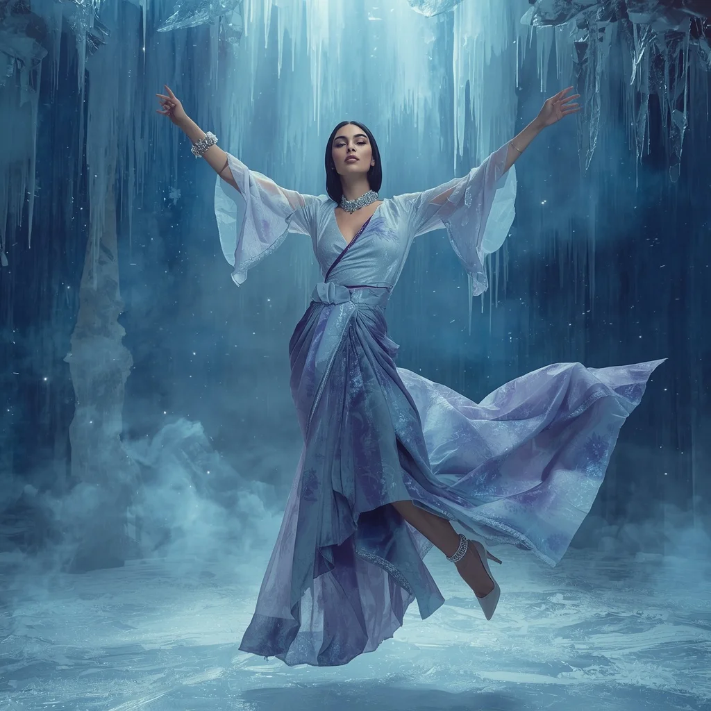 Frozen Nebula Silk Rift Saree with Ice Void Chamber | Prompt Seen Trending Girl AI Photo