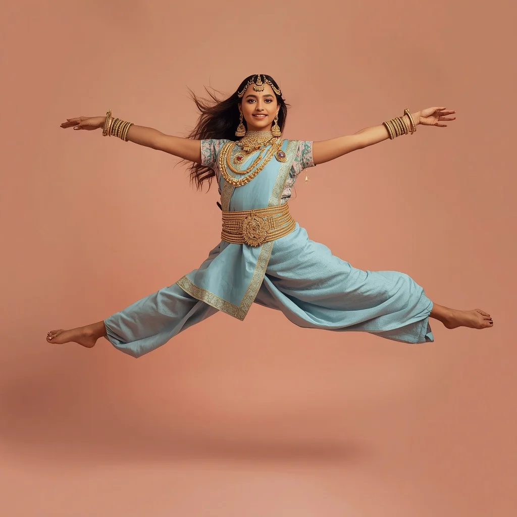 Full Body Heavy Kundan Harness Pastel Blue Saree Split Leap | New Instagram Trend Prompt For Girl Love
