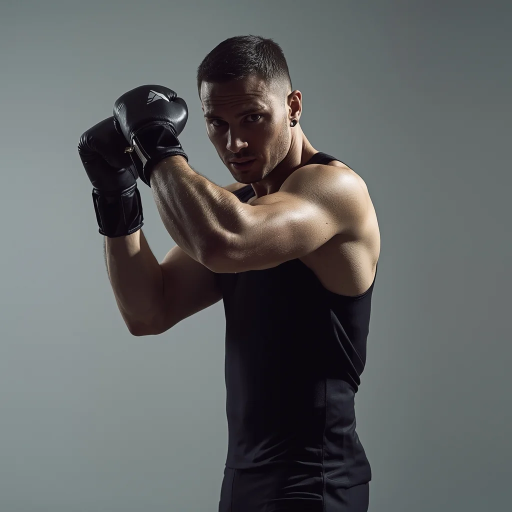 Full Body Shadow Boxing Pose with Athletic Masculine Power | Grok Ai Prompt