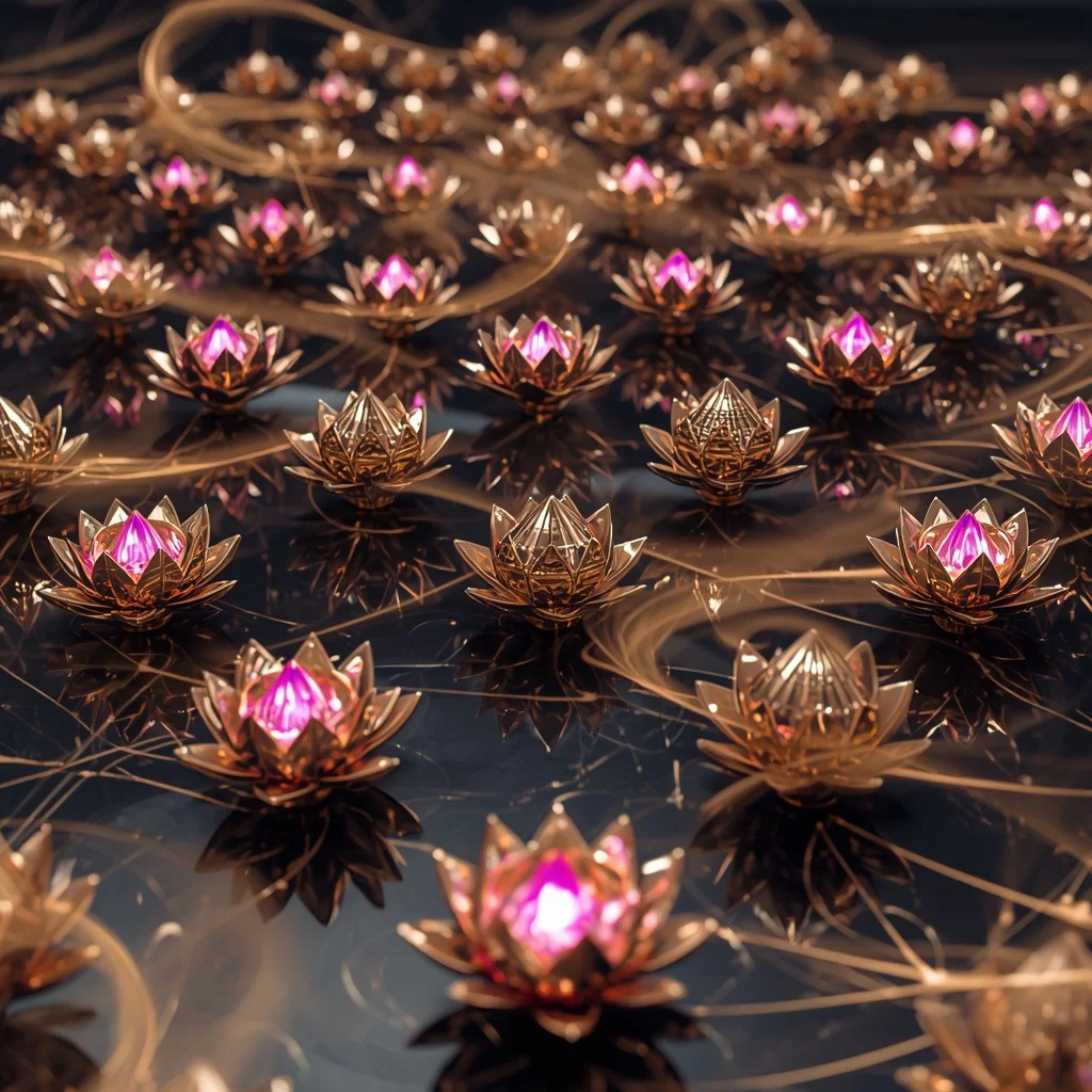Geometric Lotus Garden Sculpted from Refractive Diamond and Neon Plasma | Whatsapp Dp Ai Prompt