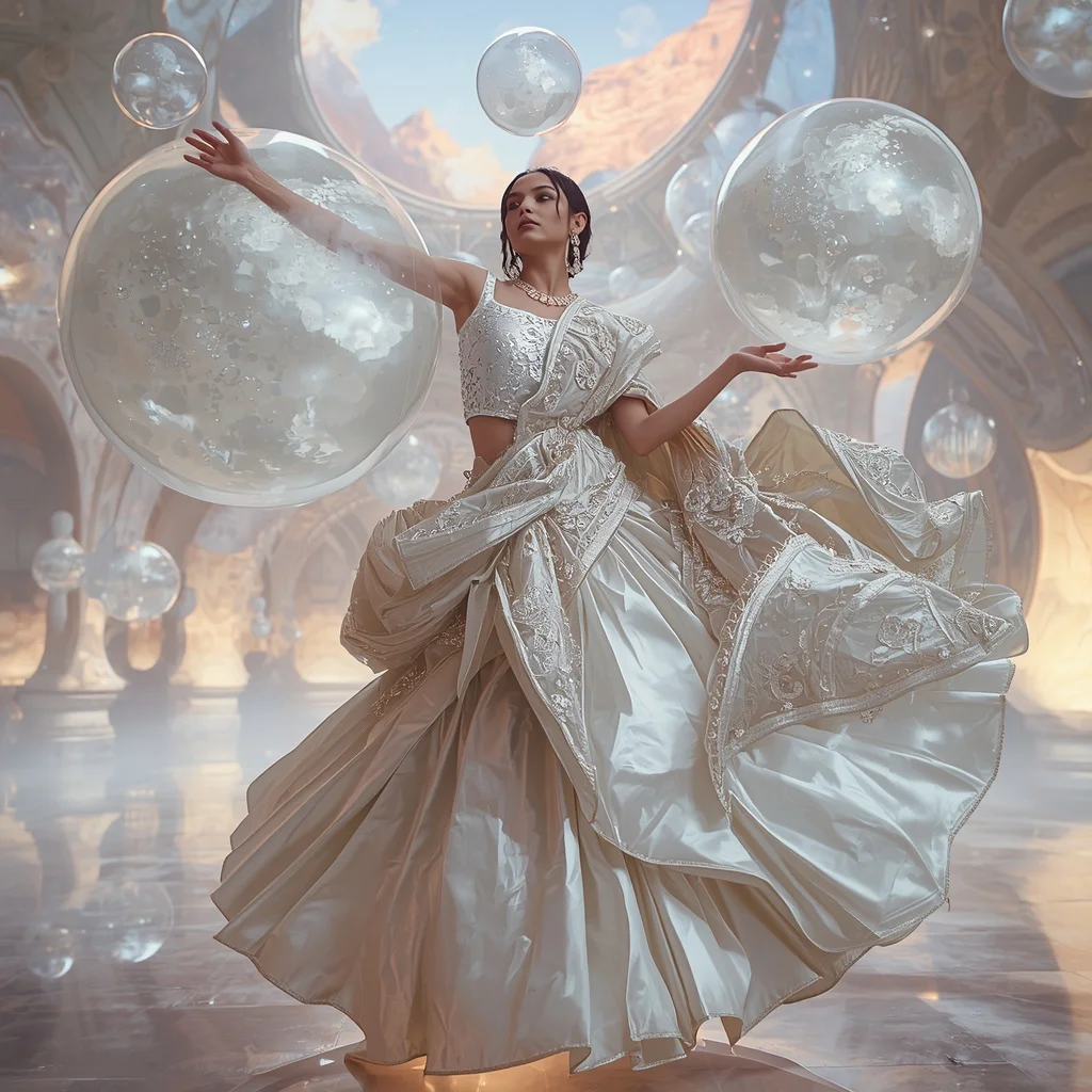 Giant Bubble Moon Saree with Floating Dream Arena | Marathi Girl Ai Prompt