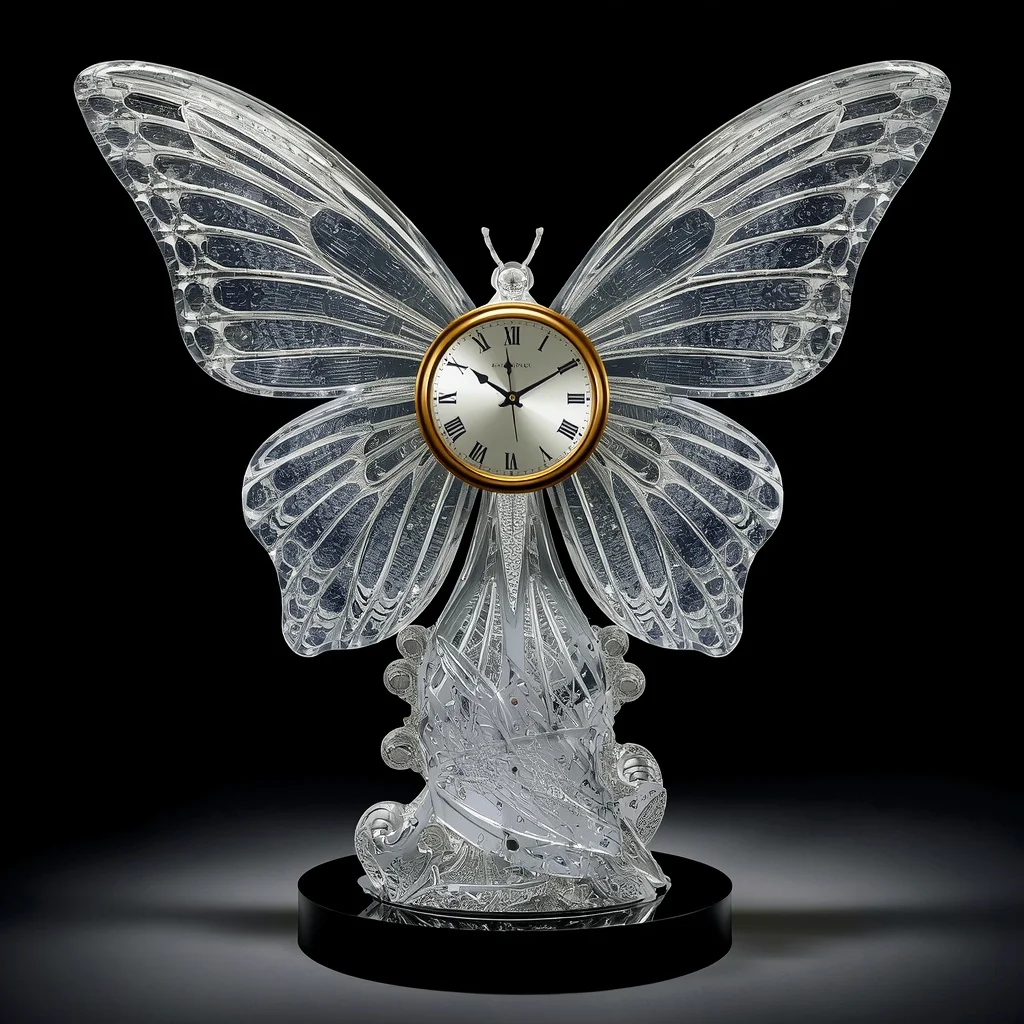 Giant Luxury Crystal Butterfly Clock Saree with Floating Time Garden Empire | Instagram Aesthetic Ai Prompt