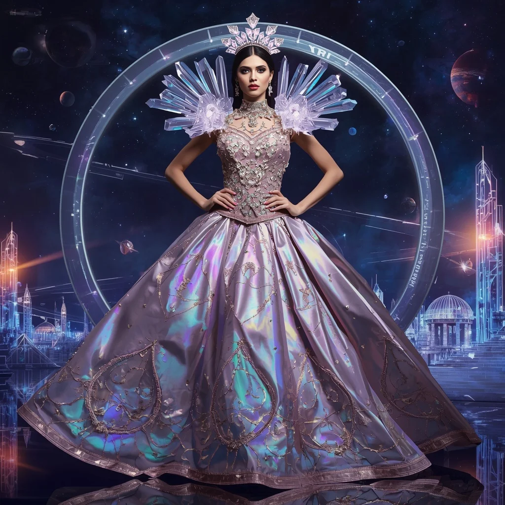 Giant Luxury Crystal Gravity Ring Saree with Cosmic Orbit Capital | Romantic Ai Prompt