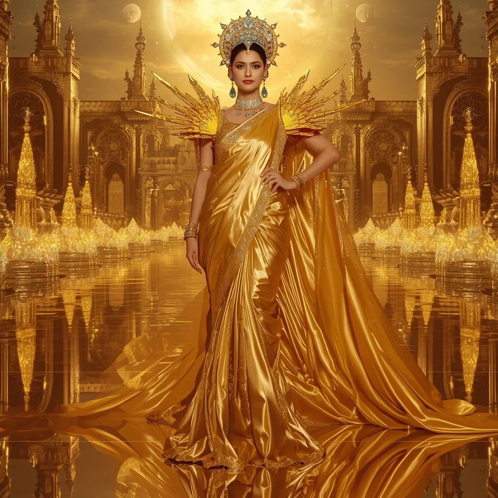 Giant Luxury Crystal Sun Palace Saree with Golden Reflection Realm | Prompt Seen Trending Girl 2026 Butterfly