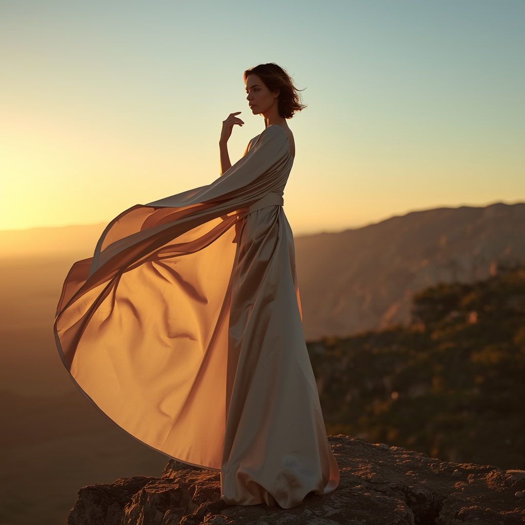 Golden Hour Cliff Elegance Pose | Gemini Ai Prompt For Girl