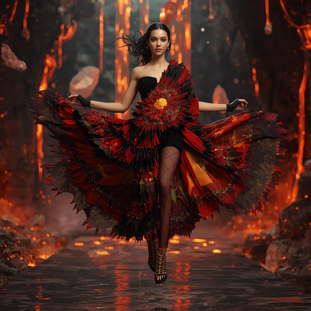 Lava Neural Bloom Saree with Magma Energy Chamber | Prompt Seen Trending Girl 2026 Butterfly