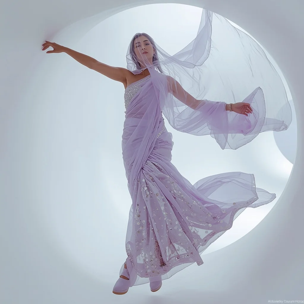 Liquid Gravity Veil Saree with Anti-Physics Flow Room | New Instagram Trend Prompt For Girl Copy And Paste