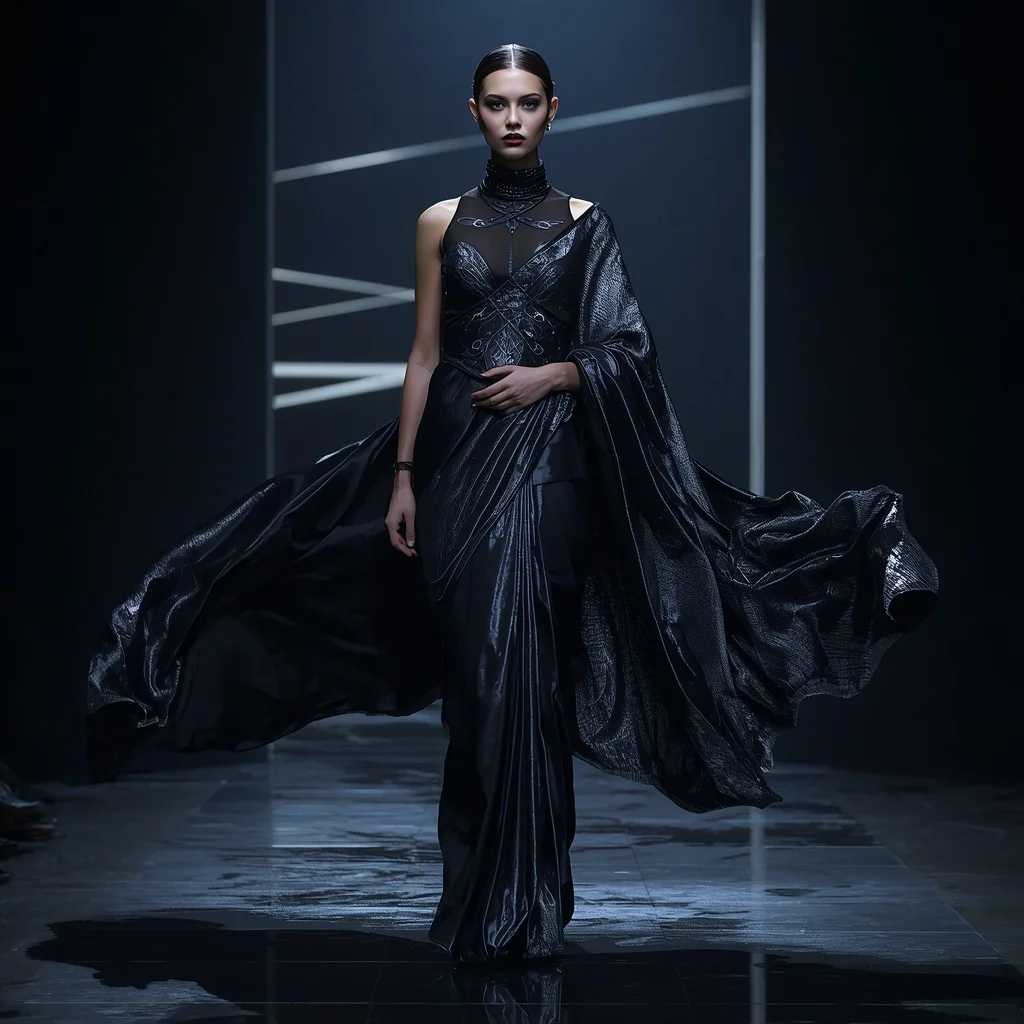 Liquid Shadow Saree with Dark Matter Flow Fabric | Prompt Seen Girl Photo Editing ChatGPT