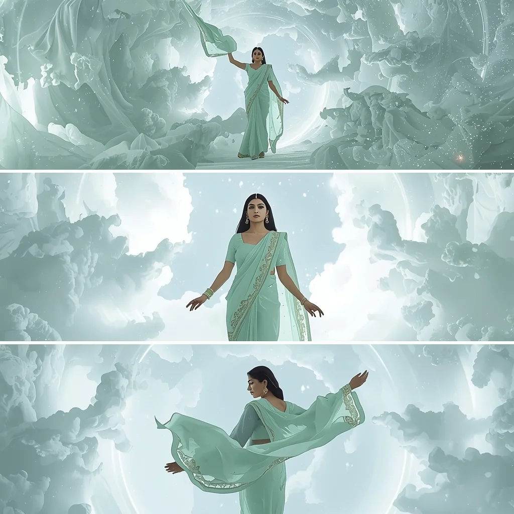 Magnetic Energy Cosmic Silk Storyboard Supreme Celestial Glamour | Prompts For Saree Look