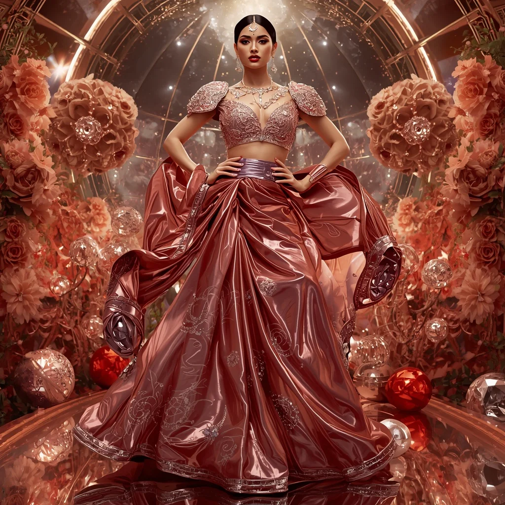 Metallic Rose Diamond Galaxy Saree with Floral Royal Empire | Prompt Seen Trending Girl 2026 Chatgpt
