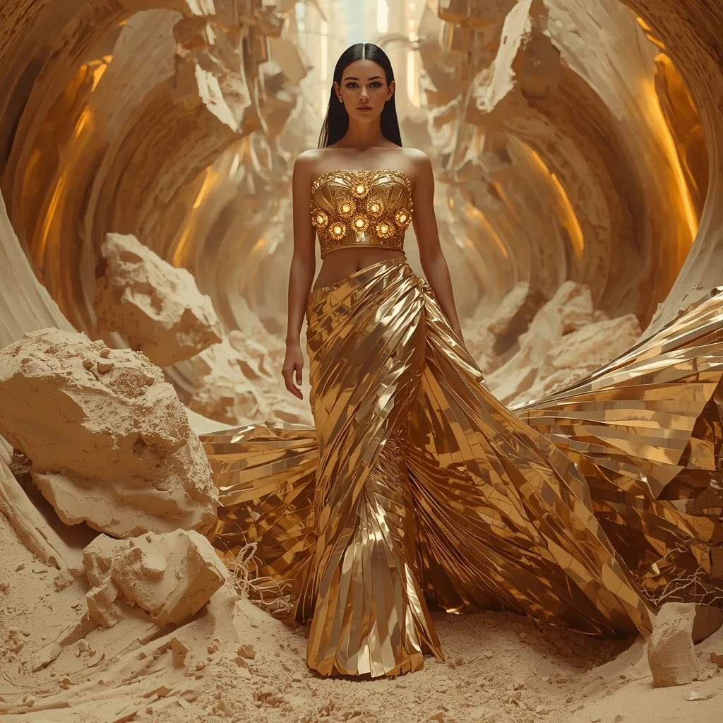 Mirror Sand Avalanche Saree with Gravity Collapse Dunes | New Instagram Trend Prompt For Girl Love