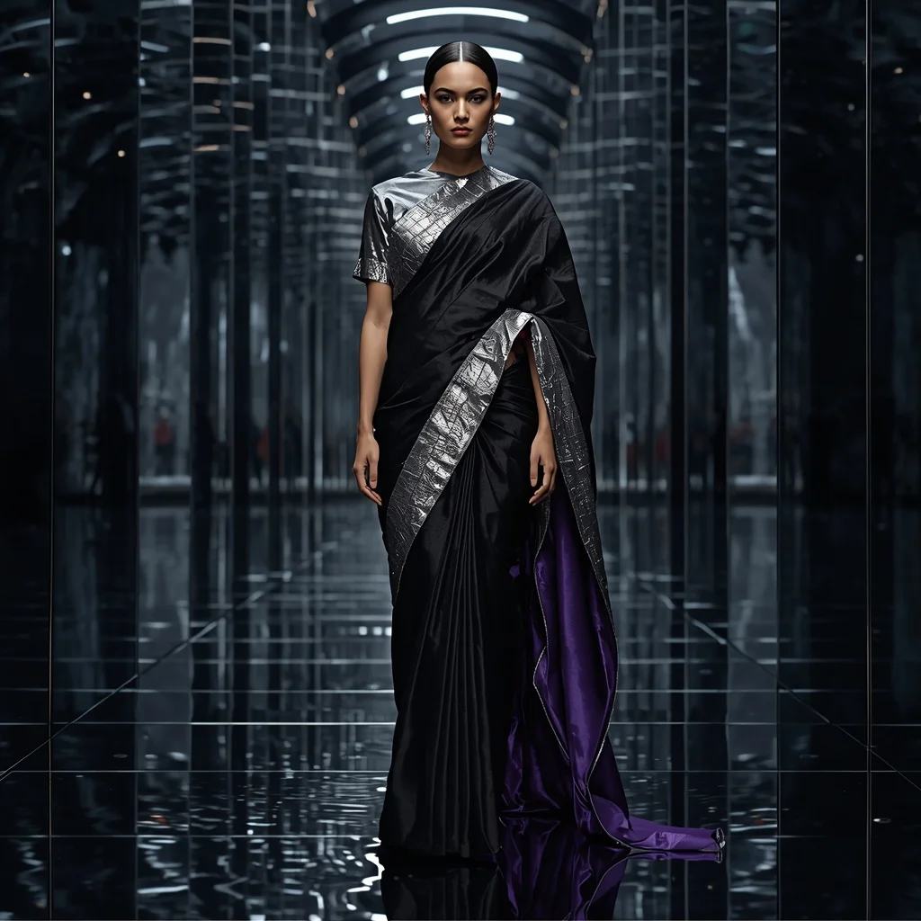 Mirror Void Gravity Saree with Infinite Reflection Collapse Hall | Ai Prompt For Reels