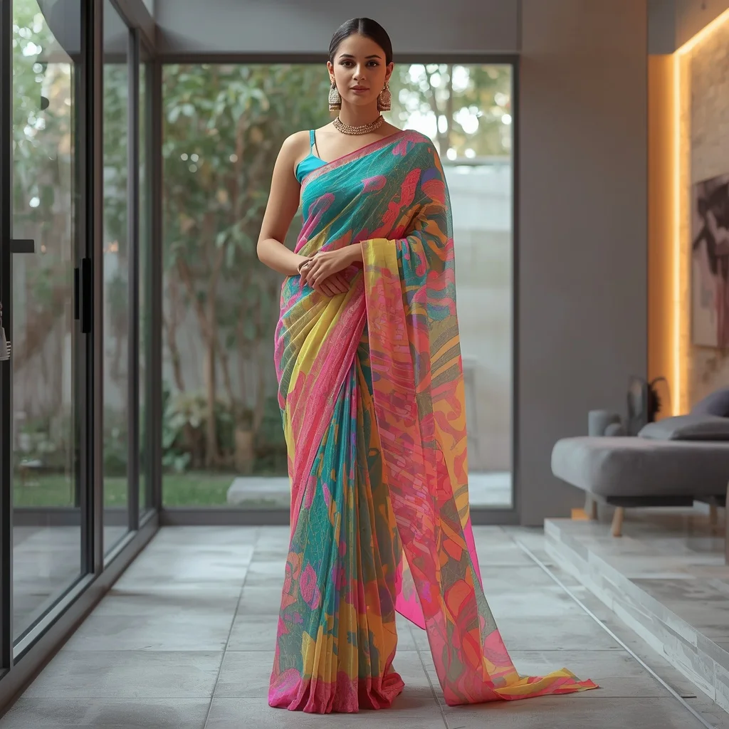Multi-Color Woven Kinetic Saree | Image Prompt