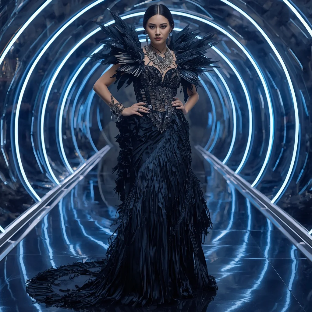 Obsidian Lotus Mirage Saree with Infinity Aurora Reflection Observatory | Festive Prompt