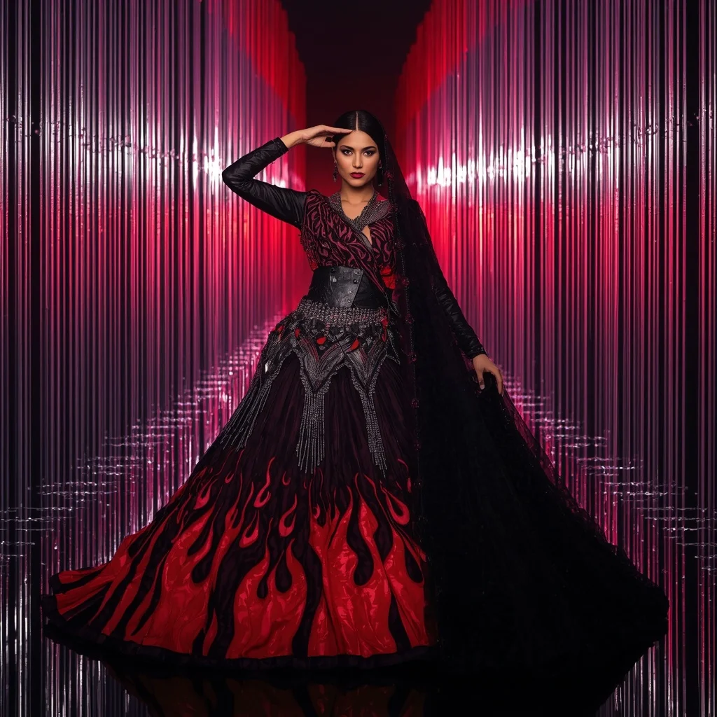 Obsidian Ruby Mirage Saree with Infinity Plasma Kingdom | Command Prompt