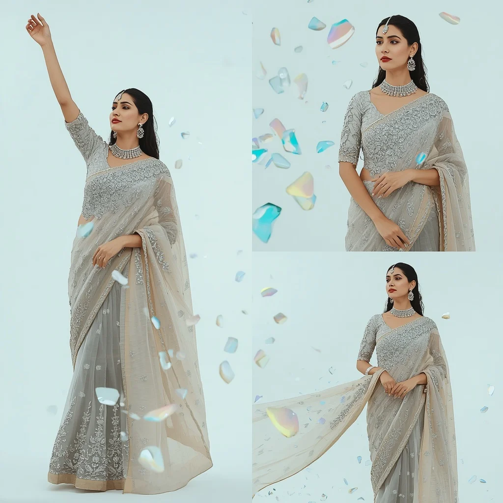 Opalescent Sea Glass Heavy Festive Saree Multicolor Theme | Chatgpt Photo Editing Styles For Girl