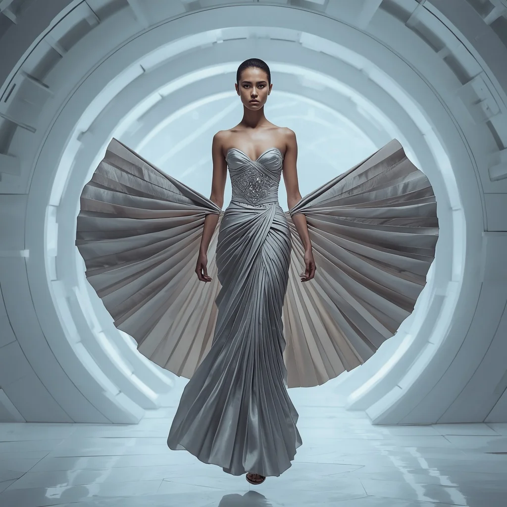 Origami Titanium Bloom Saree with Floating Origination Chamber | Prompt Seen Girl Photo Editing Chatgpt Download