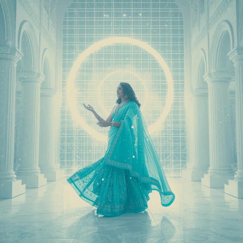 Overexposed Magnetic Energy Grid Polaroid Supreme Architectural Glow | Chatgpt Saree Prompt Instagram