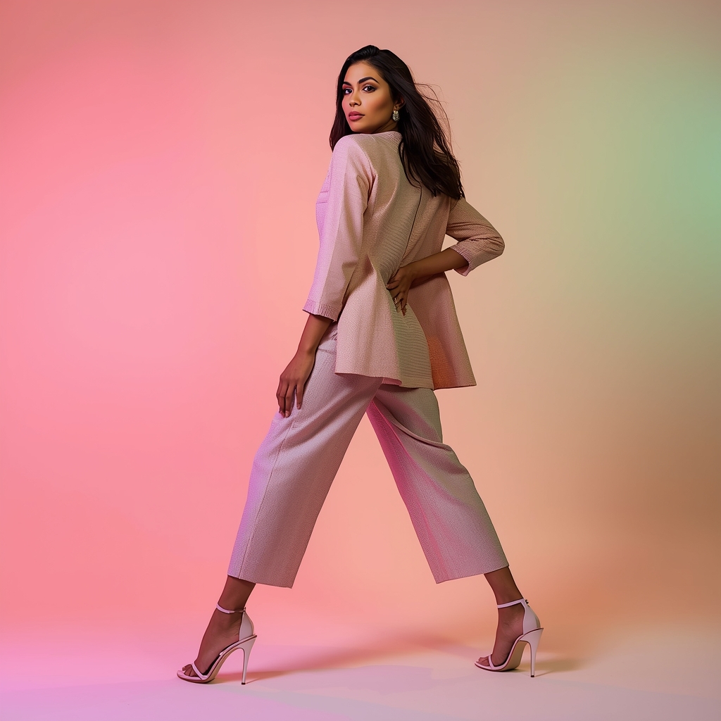 Pastel Indo-Western Girl Forward Drop Step Fashion Pose | Ai Prompt For Instagram