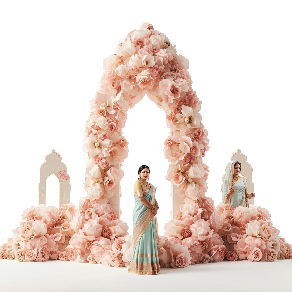 Pastel Saree Floral Architectures Lite Background Premium Prompt | 4k Ai Prompt