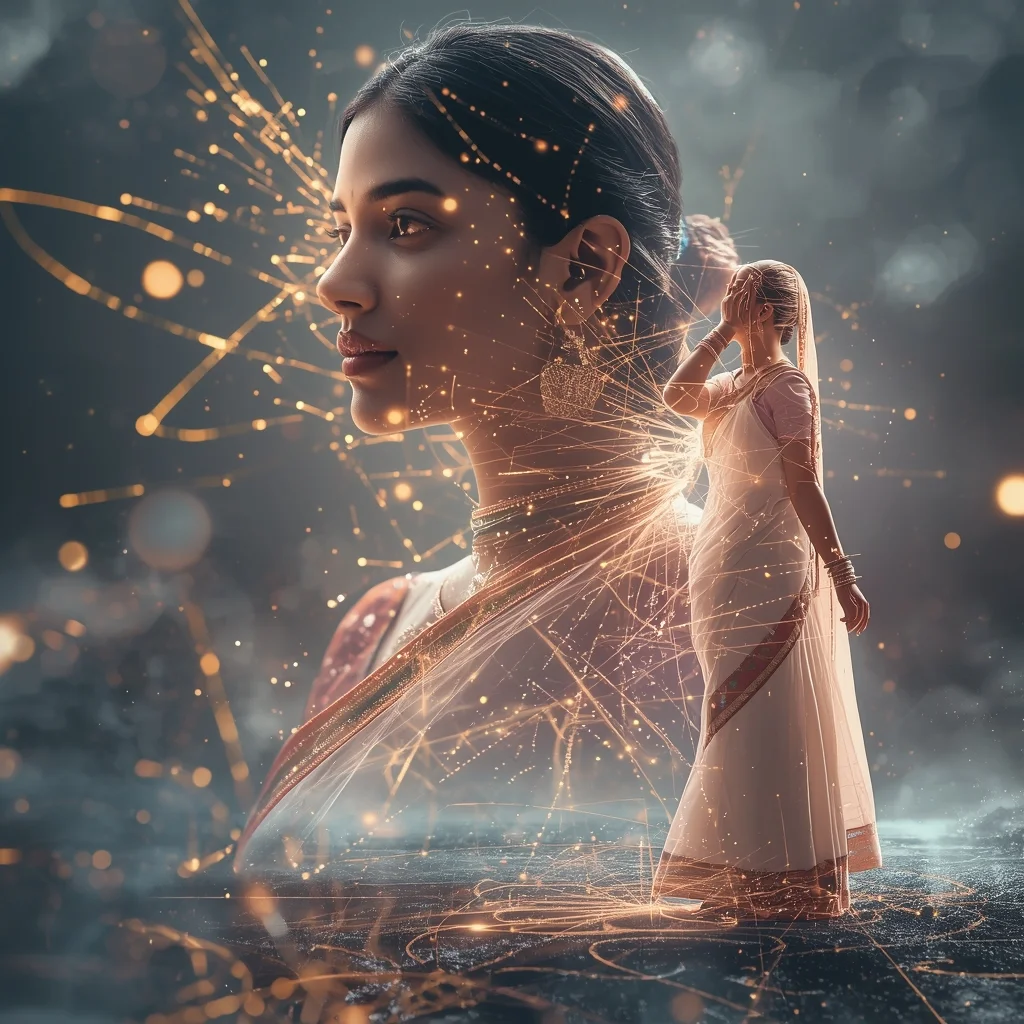 Pastel Saree Infinite Neural Light Web Consciousness Cinematic Viral Prompt | Saree Prompt For Gemini Ai