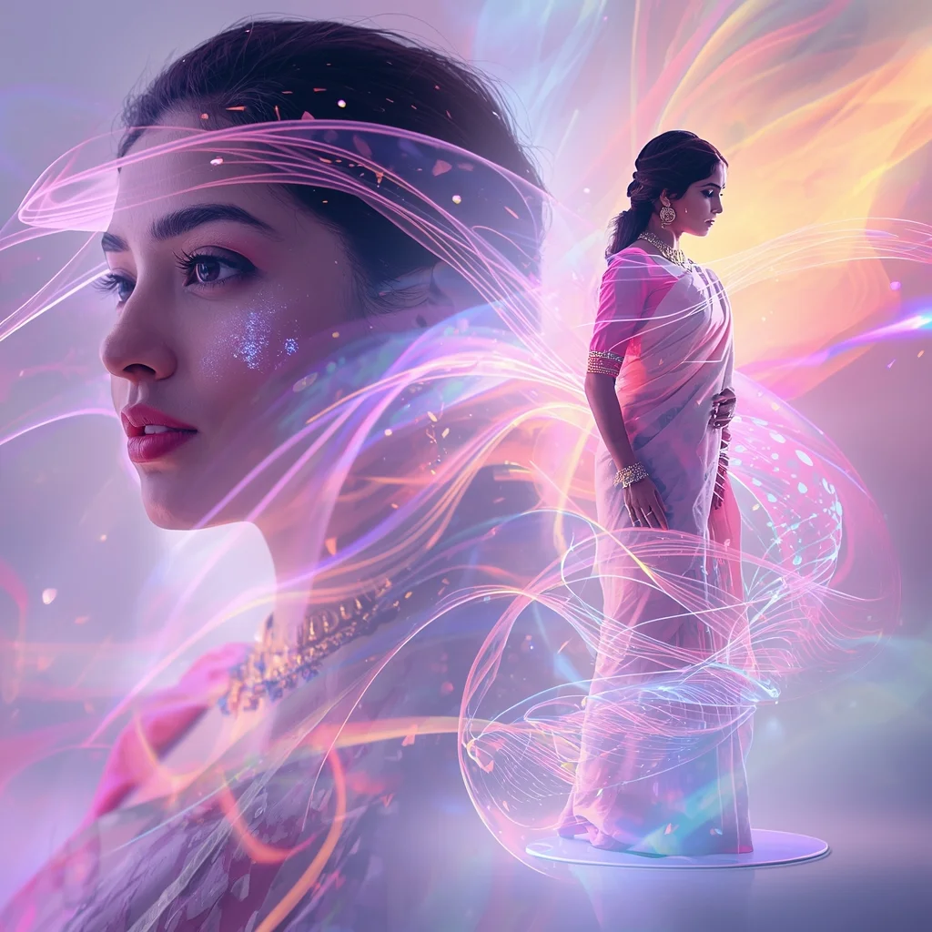 Pastel Saree Liquid Aurora Plasma Flow Dimension Cinematic Viral Prompt | Saree Profile Pic Ai Prompt