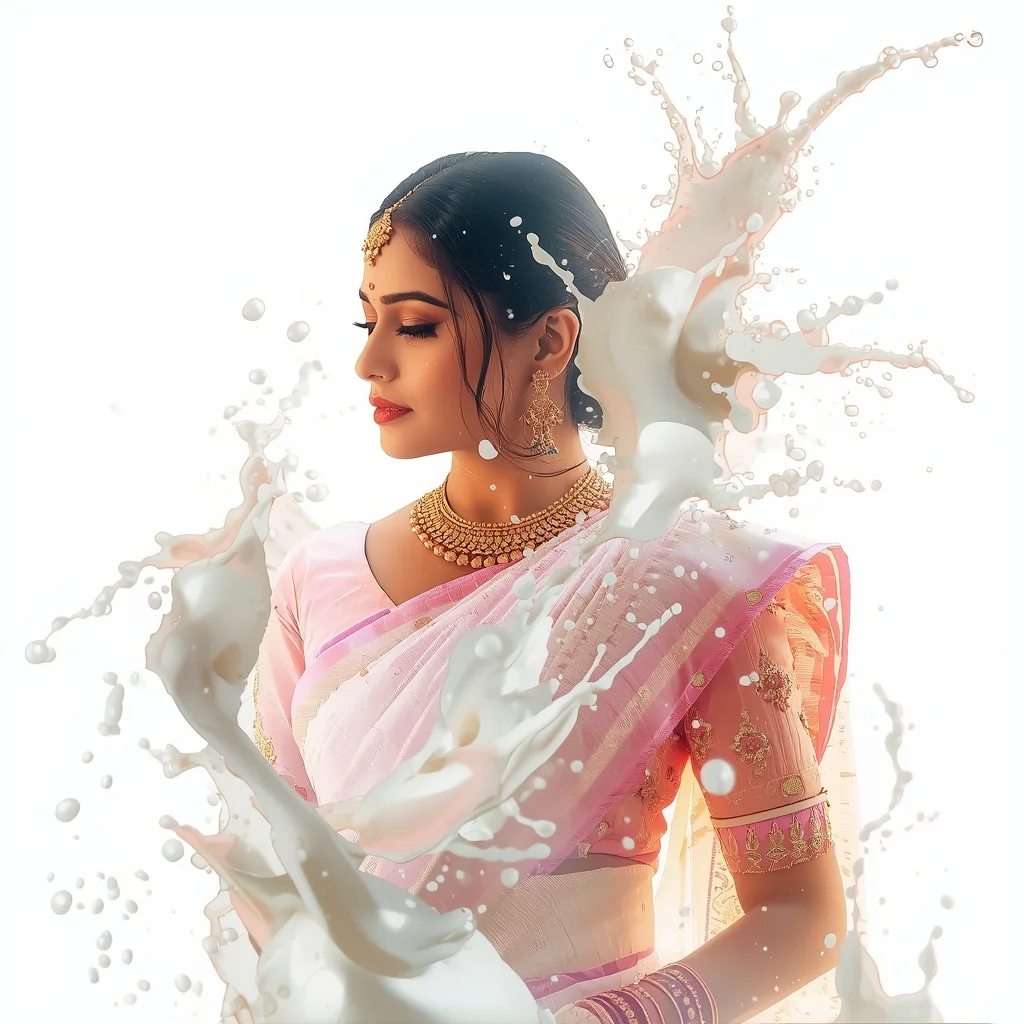 Pastel Saree Milky White Liquid Sculpture Geometry Lite Background Viral Prompt | Prompt Generator