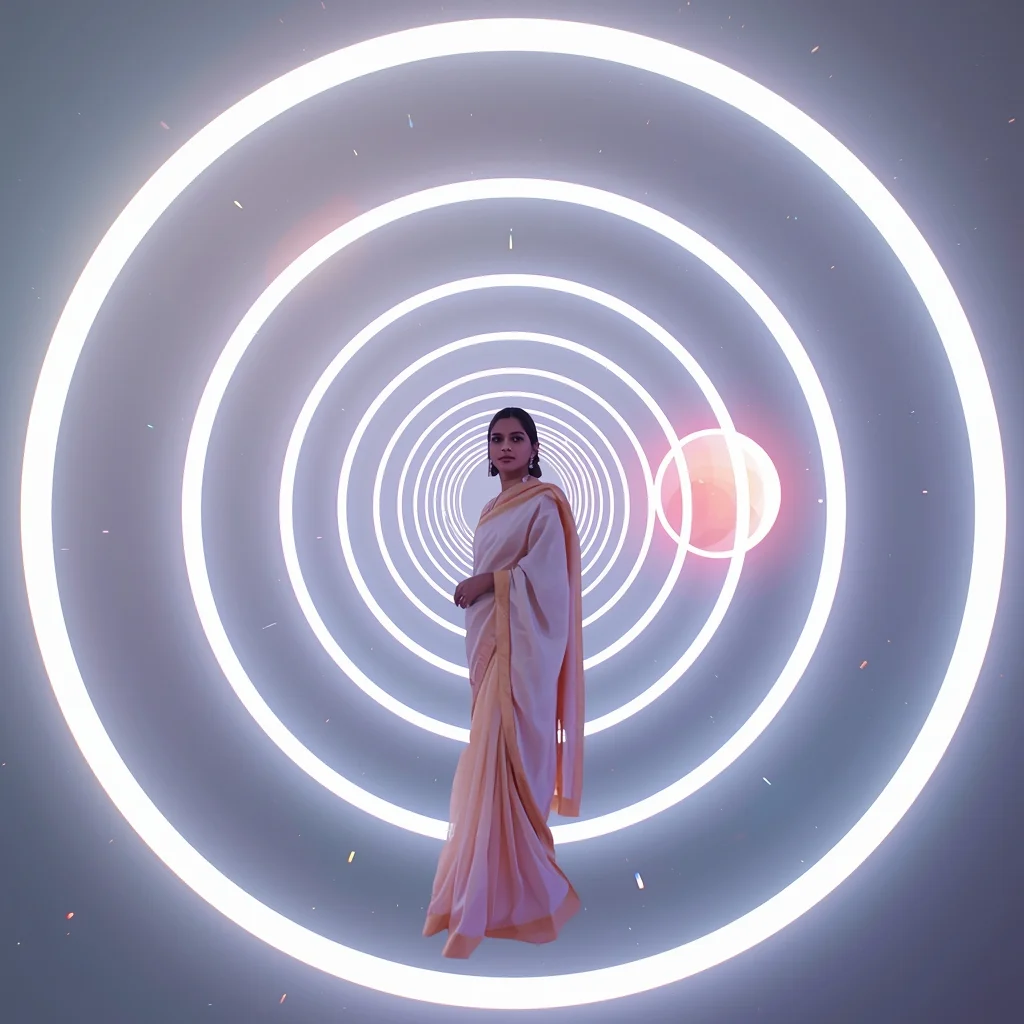 Pastel Saree Multi Portal Ring Infinite Dimensional Passage Cinematic Viral Prompt | Saree Pose Ai Prompt For Image Generation