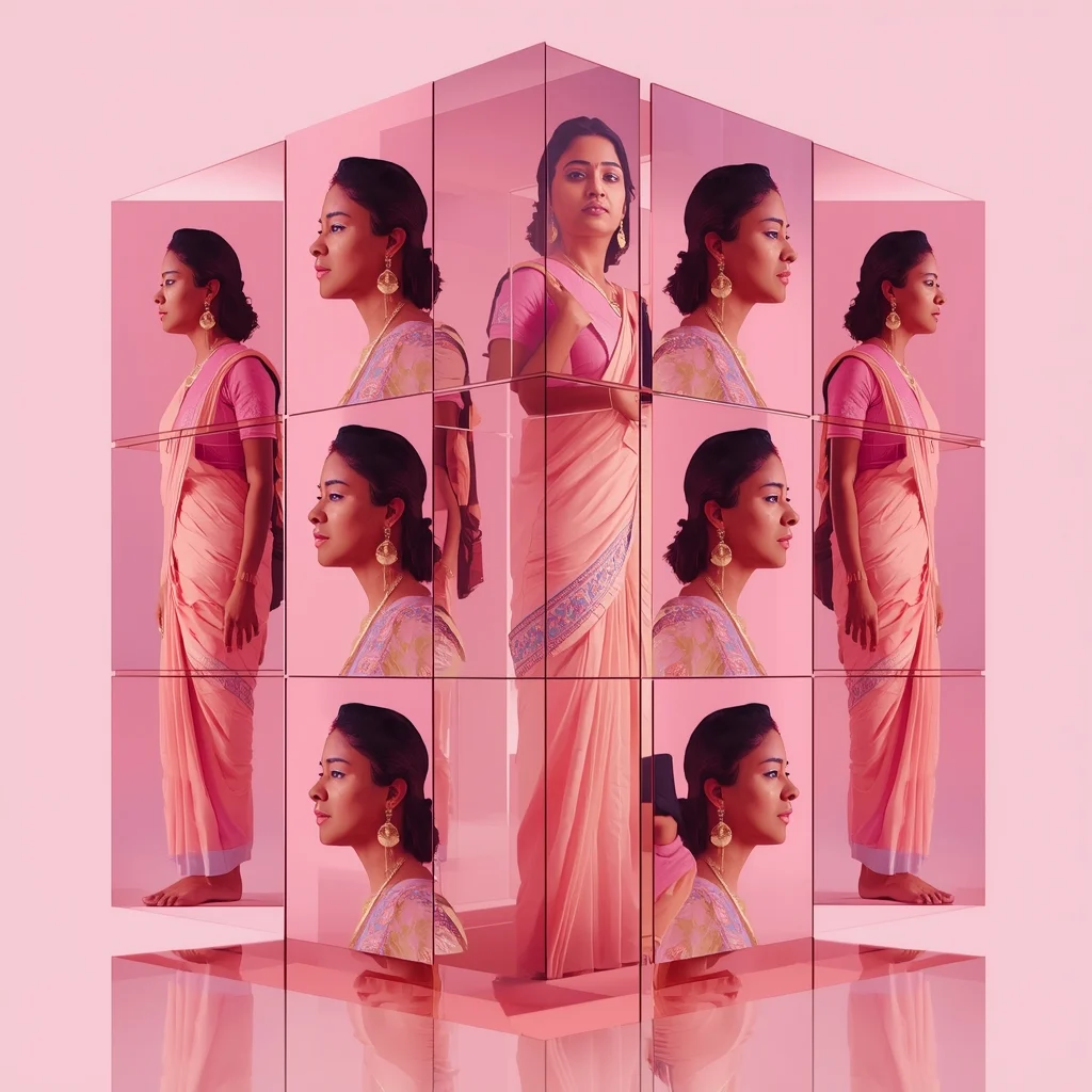 Pastel Saree Rotating Reality Cube Multi Angle Identity Cinematic Prompt | Saree Ai Prompt Copy Paste For Gemini