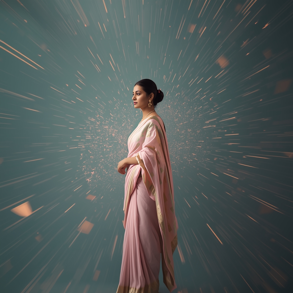 Pastel Saree Static Subject Dynamic World Motion Blur Contrast Cinematic Prompt | Indian Saree Ai Prompt