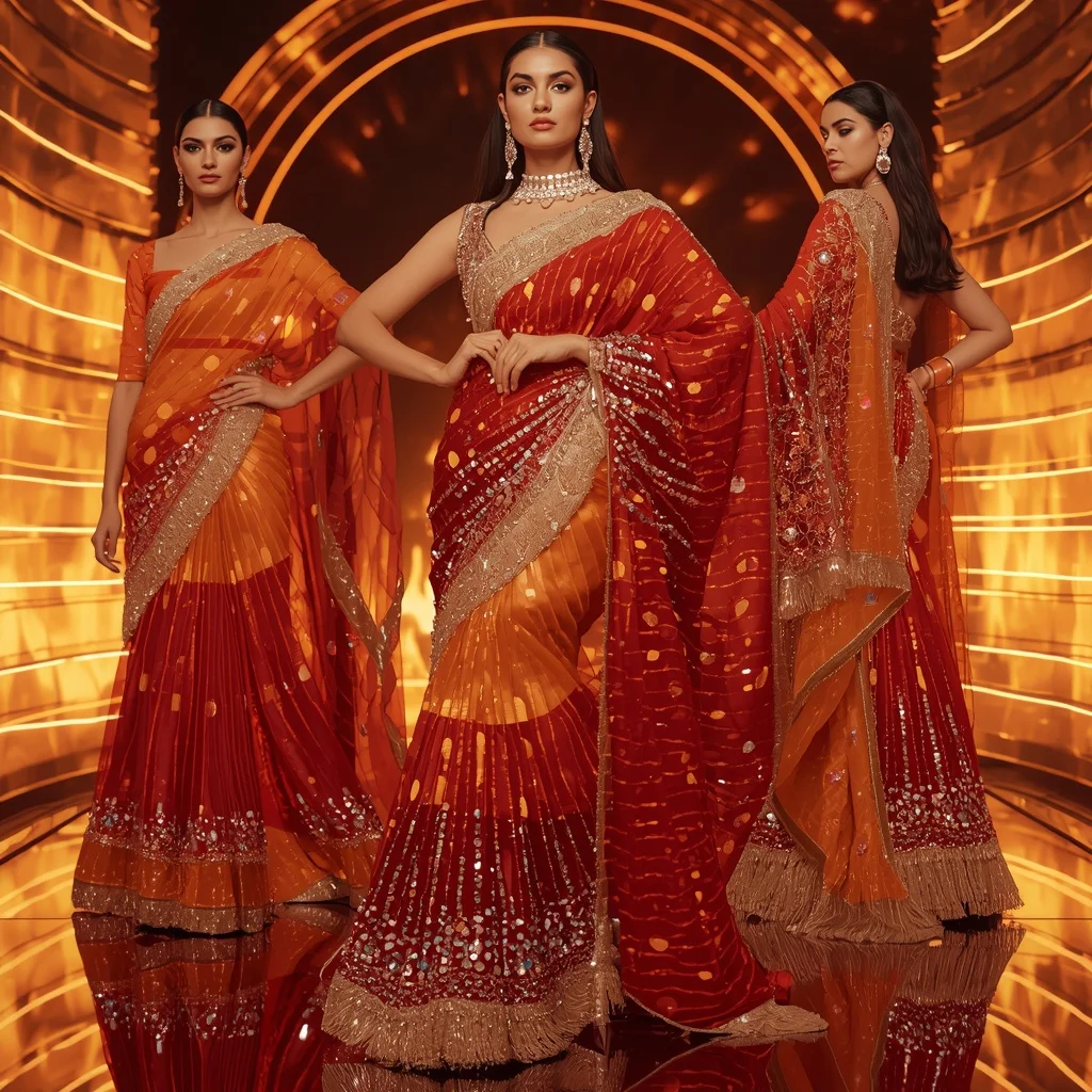 Phoenix Prism Queen Saree with Curved Flame Sanctuary | Best Ai Prompt 2026