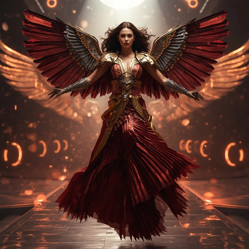 Plasma Wing Armor Saree with Floating Solar Rift Arena | Cute Girl Ai Prompt