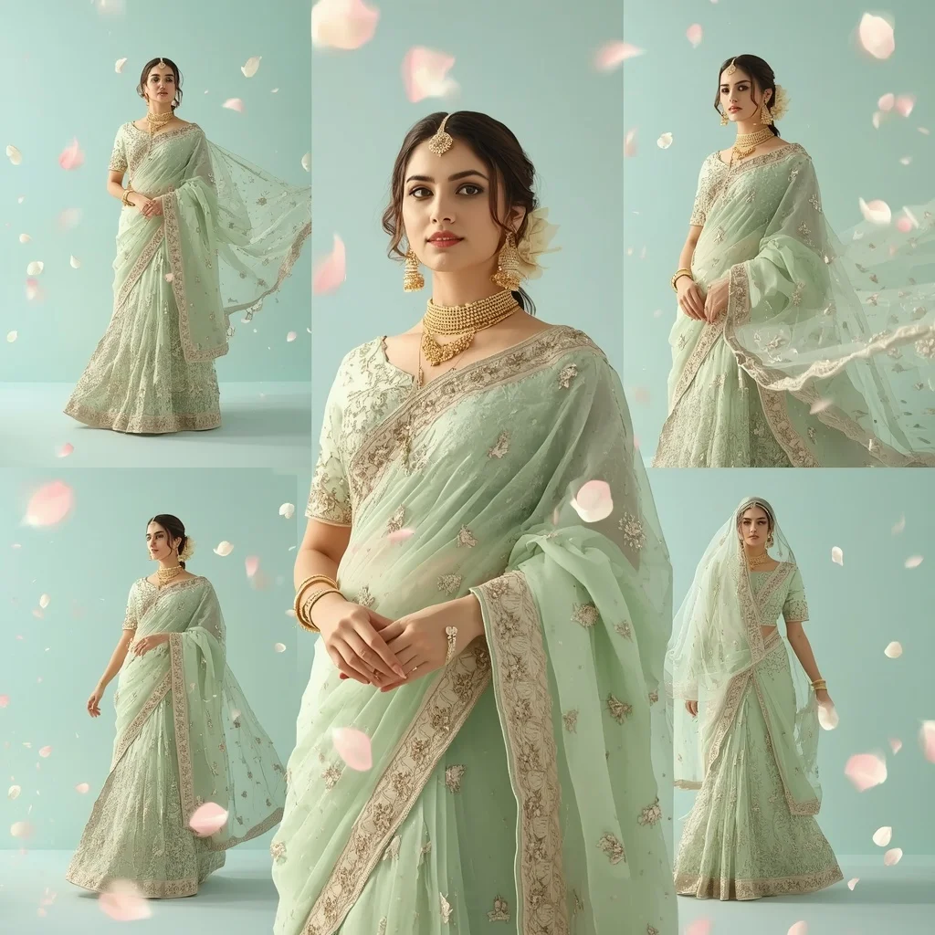 Premium Festive Saree Multicolor Background Luminous Petals | New Design Ai Prompt