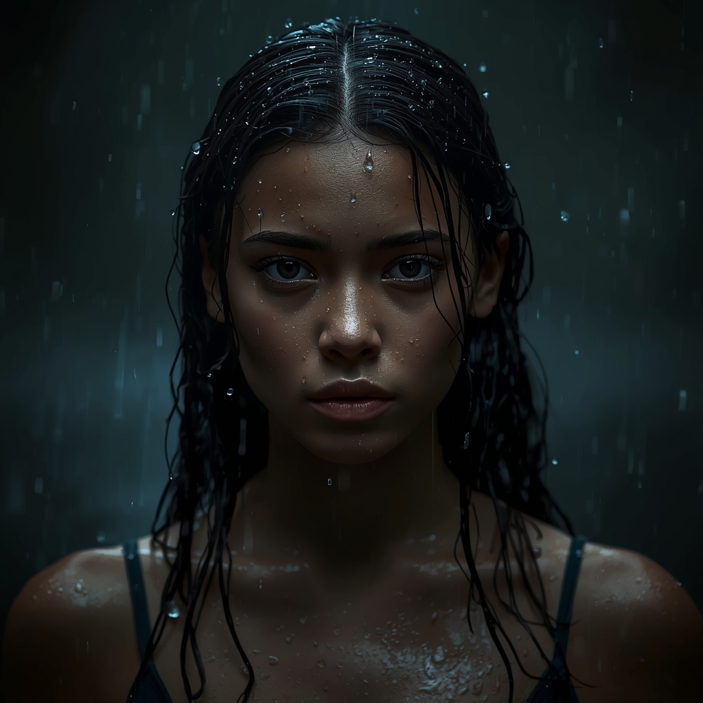 Rainy Mood Portrait Girl with Wet Look – Cinematic Viral Style | Best Image Prompts