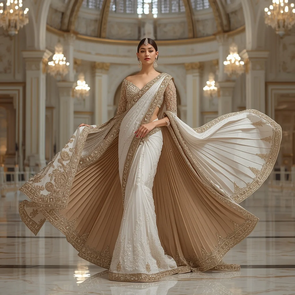 Royal Crystal Sovereign Saree with Grand Luxury Dome Cathedral | New Instagram Trend Prompt For Girl Attitude