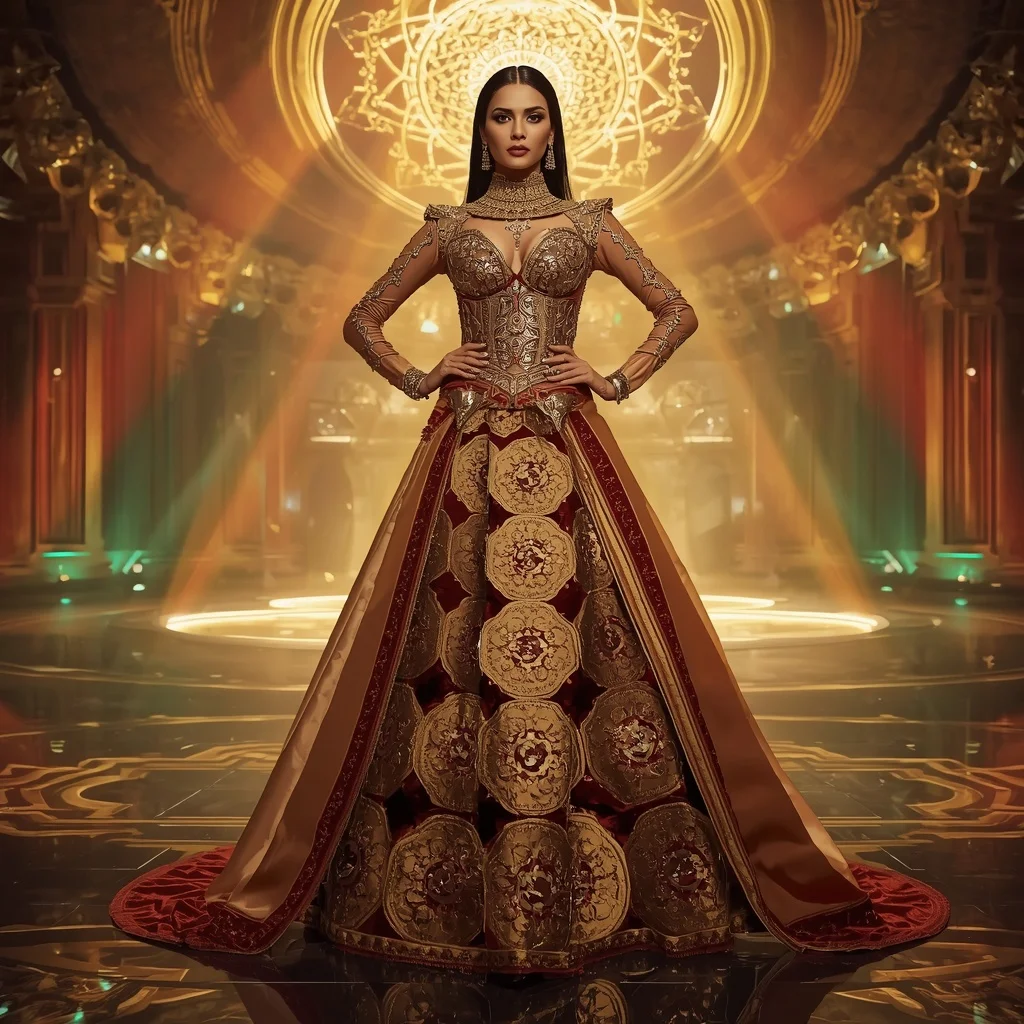 Sacred Geometry Temple Armor Saree with Floating Mandala Architecture | South Indian Prompt For Girl ChatGPT