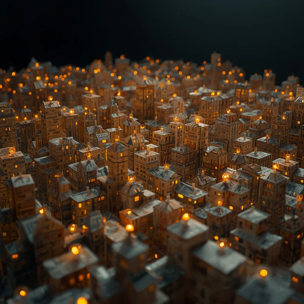 The Floating Paper-Fold City in a Dark Emptiness | Instagram Prompt In English