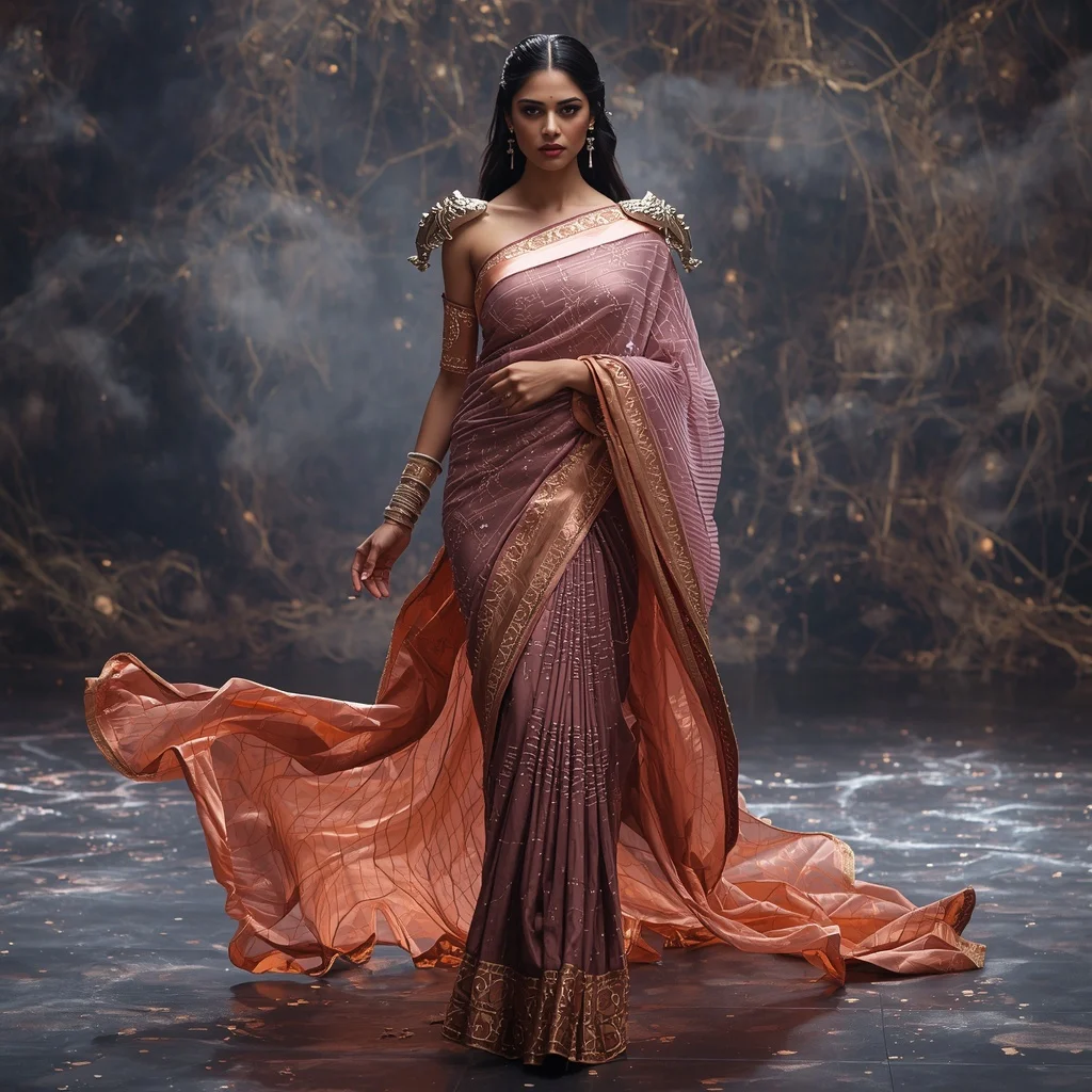 Ultra Luxury Digital Quantum Void Singularity Storm Festival Saree With Energy Chaos Scene | Traditional Prompt For Gemini Ai Girl Copy And Paste