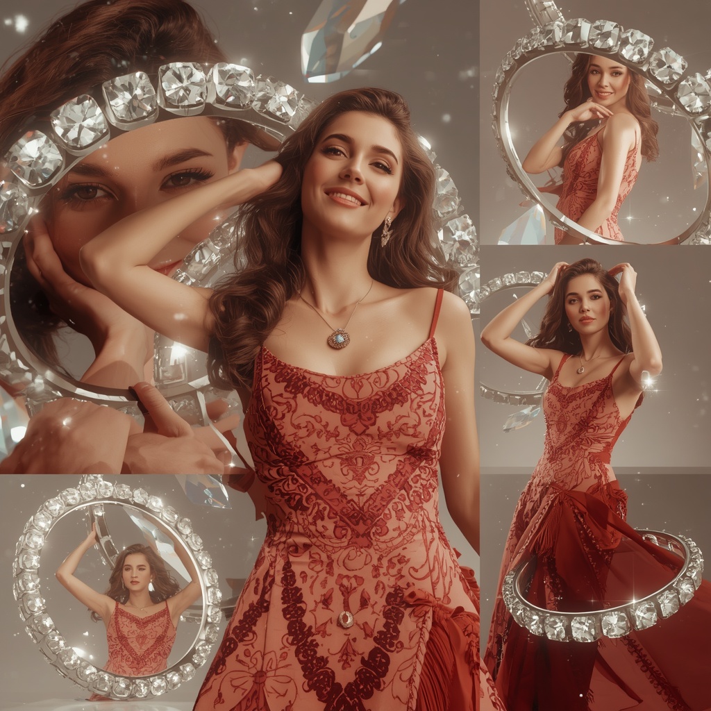 Western Dress Crystal Orbit Rings Collage Luxury Cinematic Fashion | Viral Ai Image Prompt