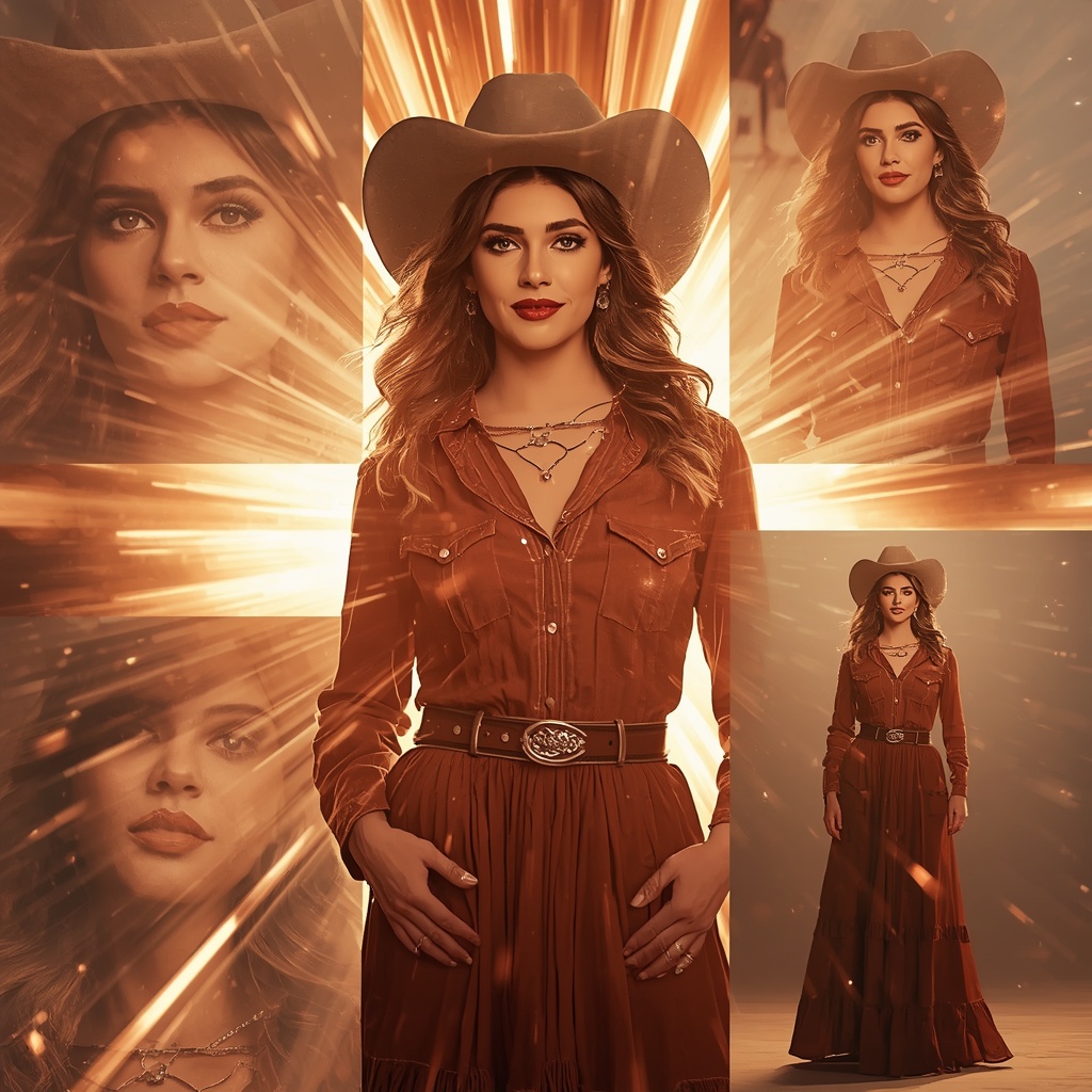 Western Dress Energy Glow Burst Collage Cinematic Fashion Aesthetic | Instagram Reel Ai Prompt