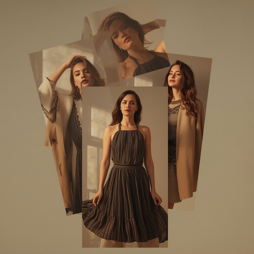Western Dress Floating Frame Layers Collage Modern Cinematic Fashion | Viral Instagram Ai Prompt
