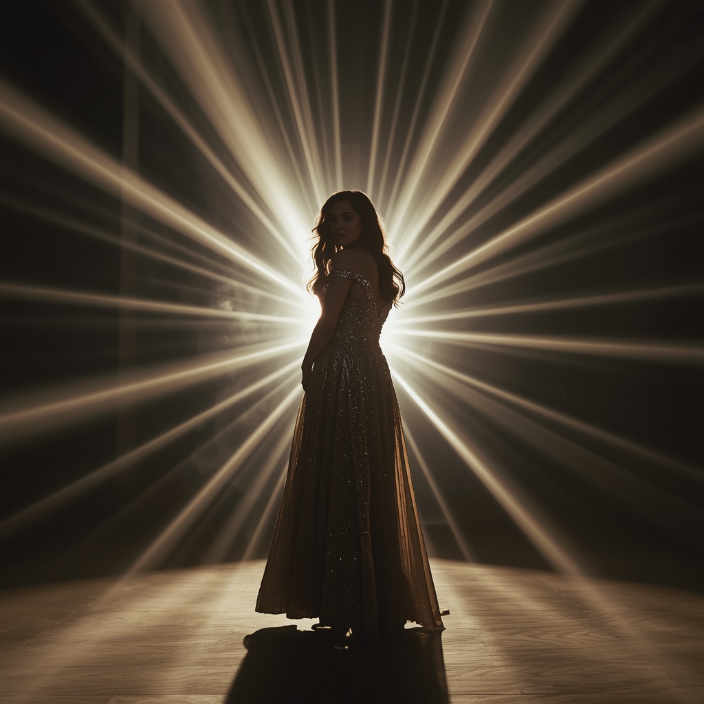 Western Dress Light Beam Burst Collage Dramatic Cinematic Fashion | Saree Ai Prompt