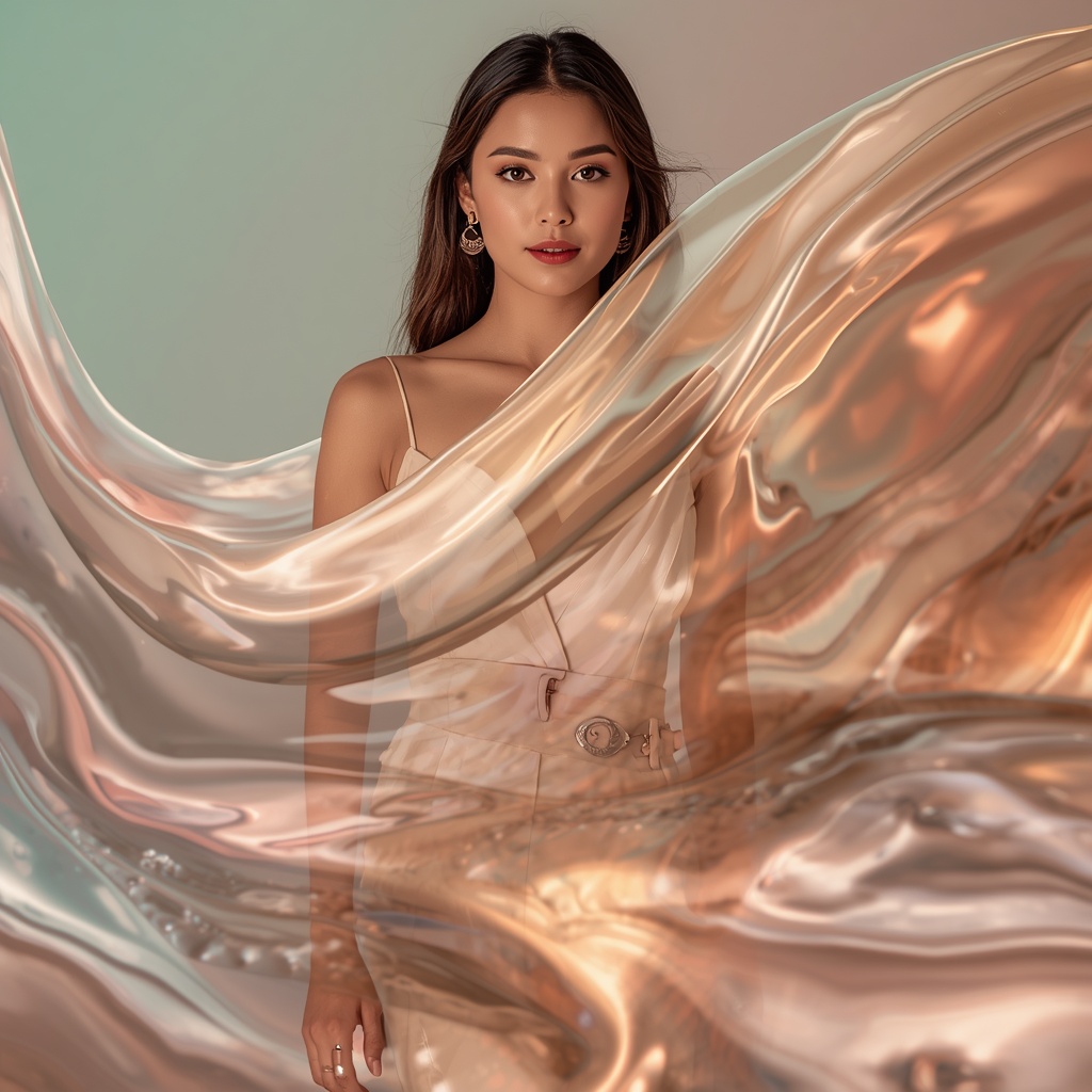 Western Dress Liquid Light Flow Collage Modern Cinematic Fashion | Indian Girl Ai Prompt